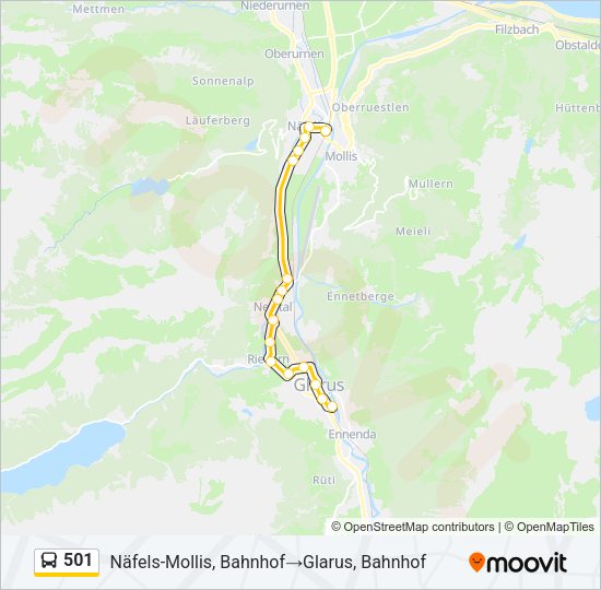 501 Bus Line Map