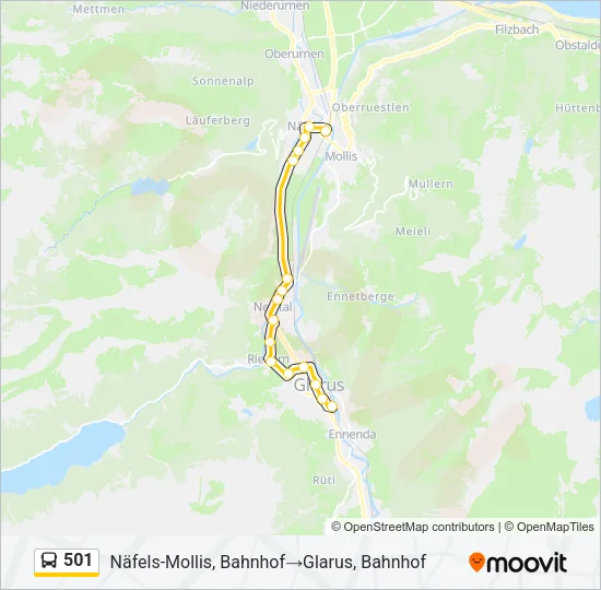 501 Bus Line Map