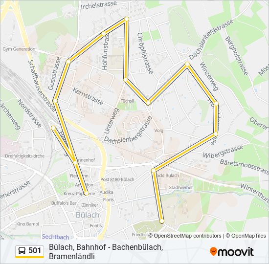 Plan de la ligne 501 de bus