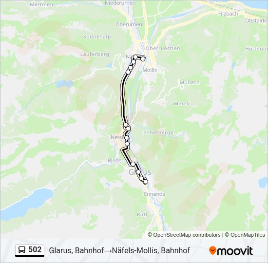 502 Bus Line Map