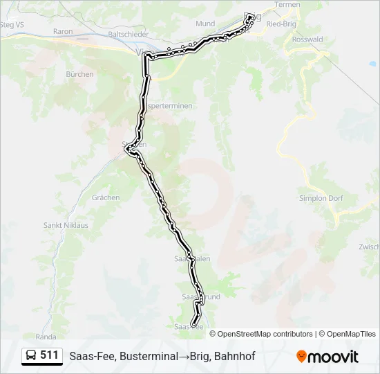 511 Bus Line Map