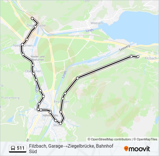 511 Bus Line Map