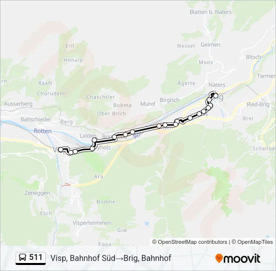 511 Bus Line Map
