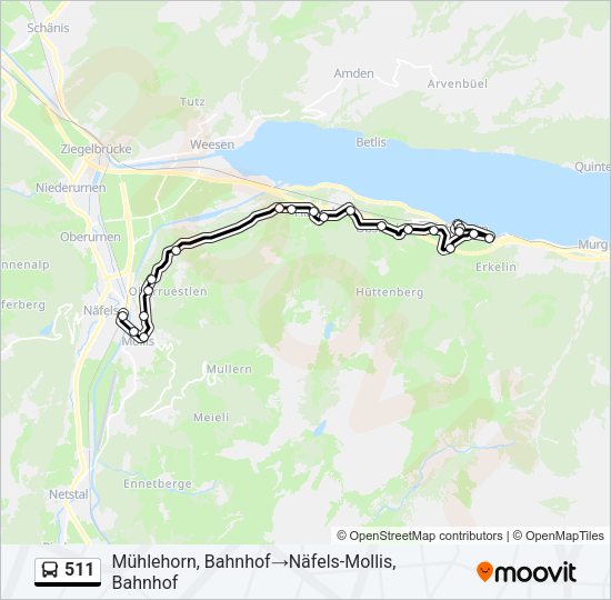 511 Bus Line Map