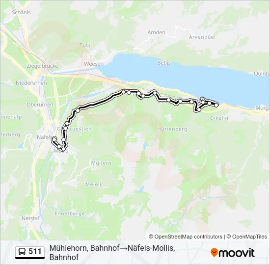 511 Bus Line Map