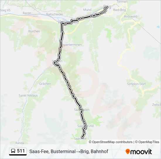 511 Bus Line Map