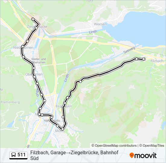 511 Bus Line Map