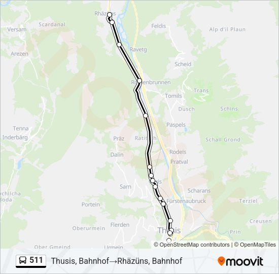 511 Bus Line Map
