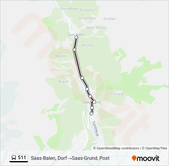 Plan de la ligne 511 de bus