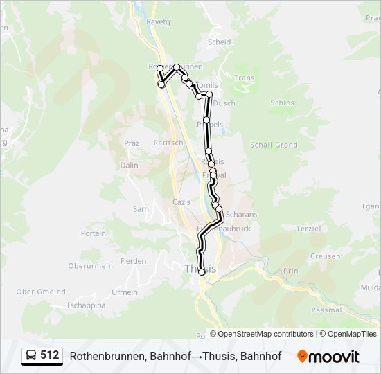 512 Bus Line Map
