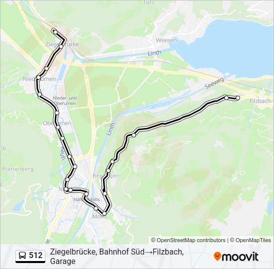 512 Bus Line Map
