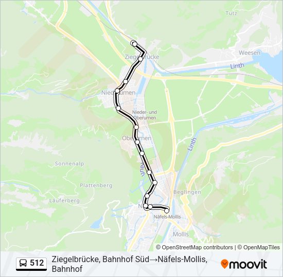 512 Bus Line Map