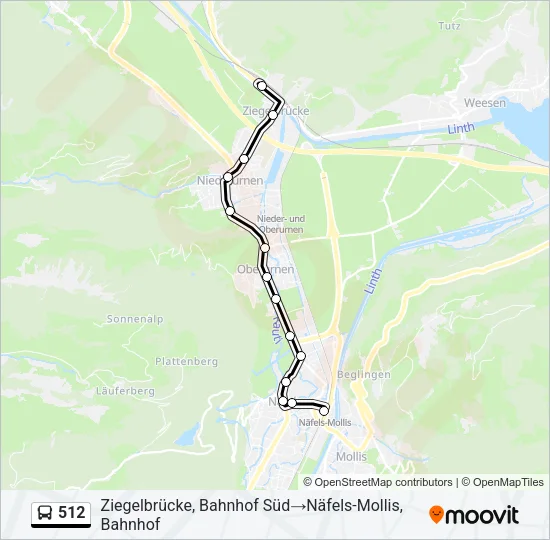 512 Bus Line Map