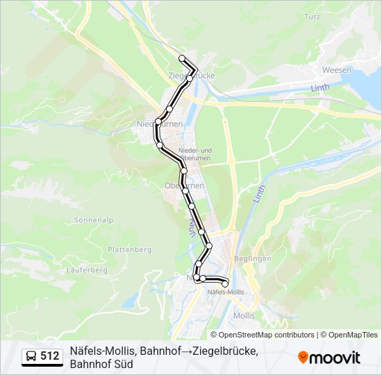 512 Bus Line Map