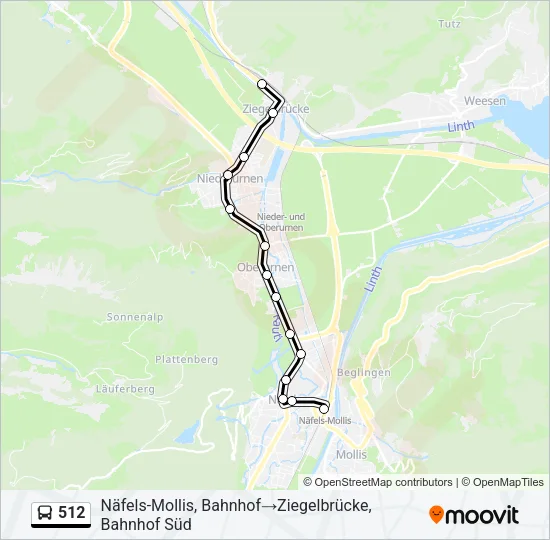 512 Bus Line Map