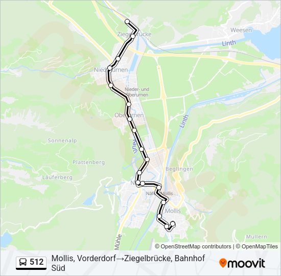 512 Bus Line Map