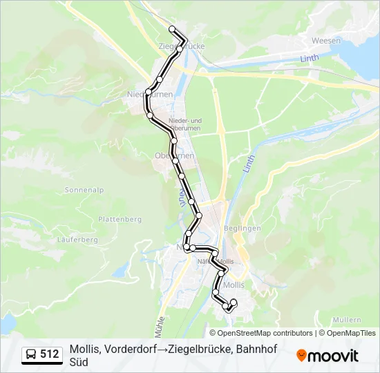 512 Bus Line Map