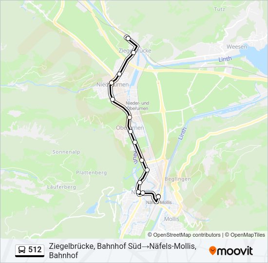 512 Bus Line Map