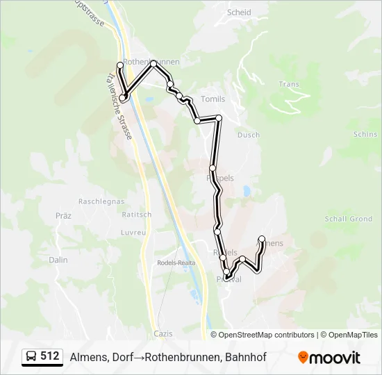 512 Bus Line Map