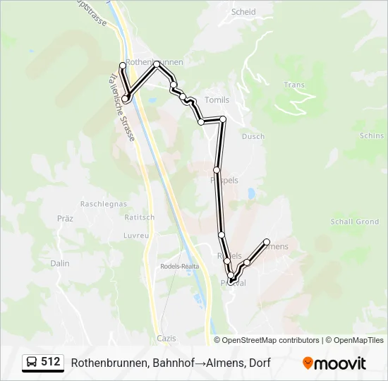 512 Bus Line Map