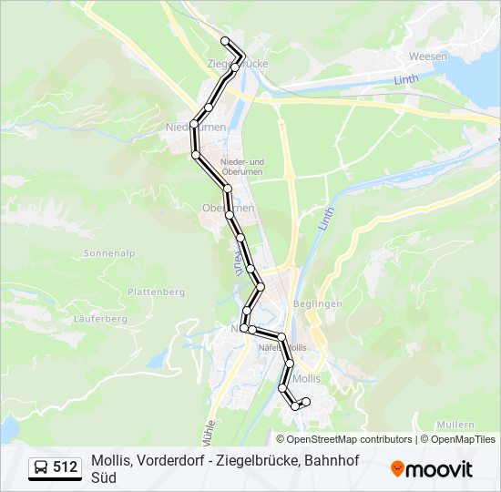 Plan de la ligne 512 de bus