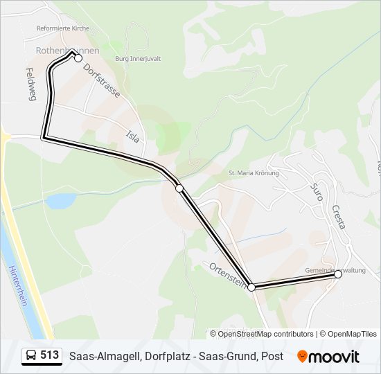 513 bus Line Map