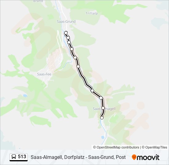 513 bus Line Map