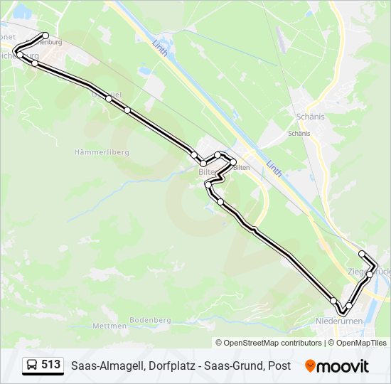 513 bus Line Map