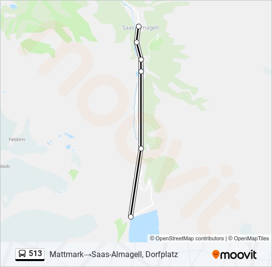 Plan de la ligne 513 de bus