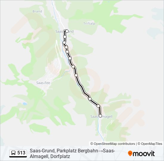 Plan de la ligne 513 de bus