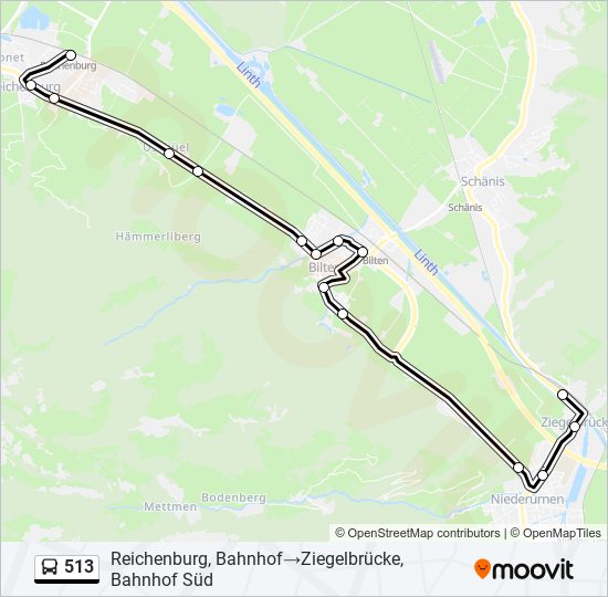 Plan de la ligne 513 de bus