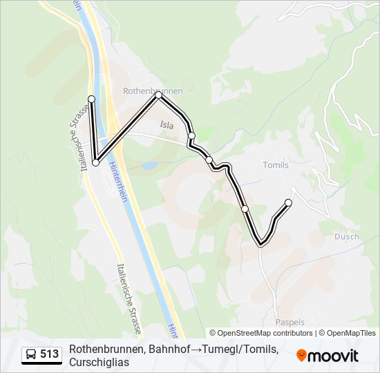 Plan de la ligne 513 de bus