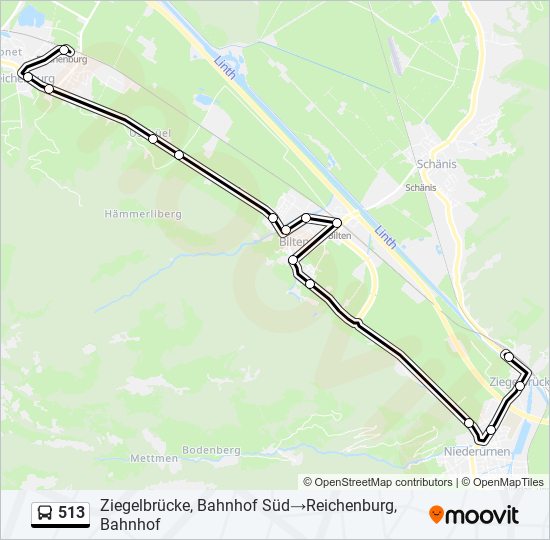 513 bus Line Map