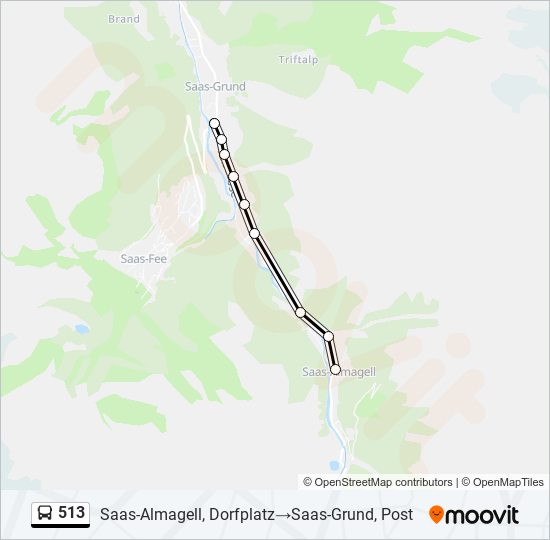 Plan de la ligne 513 de bus