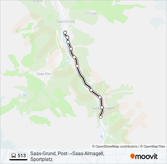 Plan de la ligne 513 de bus