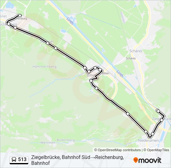 513 Bus Line Map