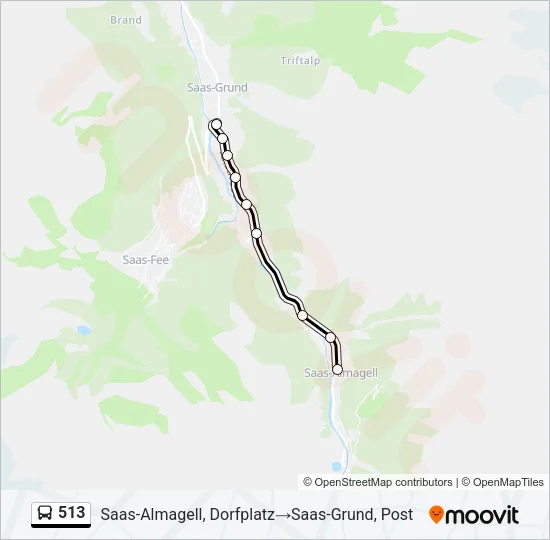 513 Bus Line Map