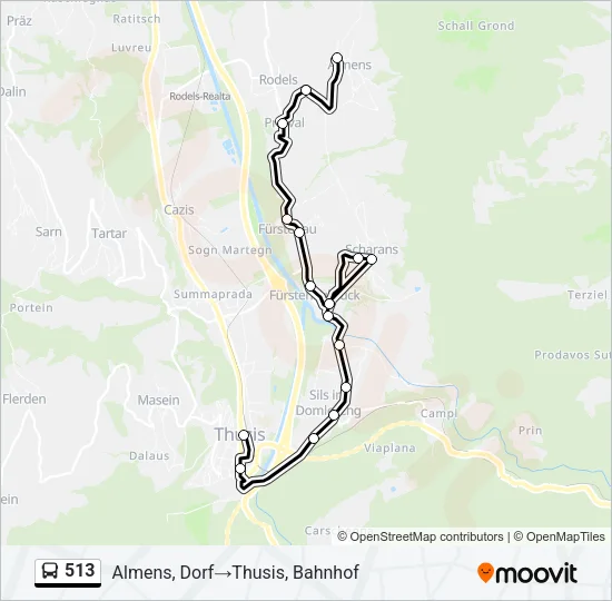 Plan de la ligne 513 de bus