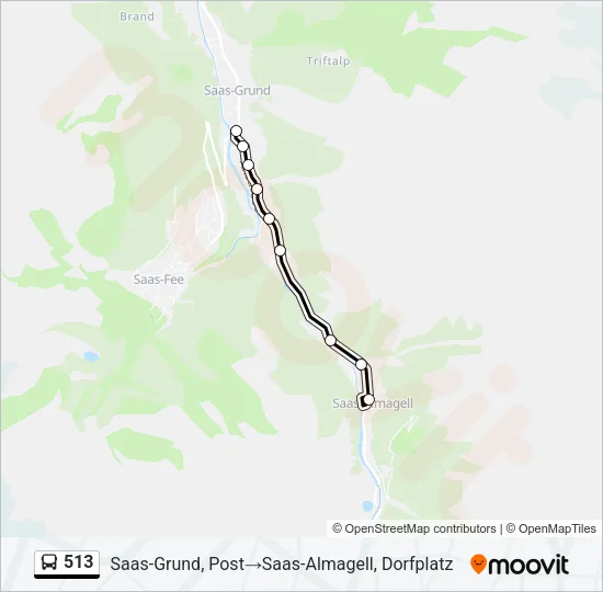 513 Bus Line Map