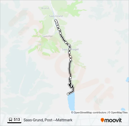 Plan de la ligne 513 de bus