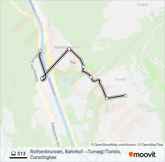 Plan de la ligne 513 de bus