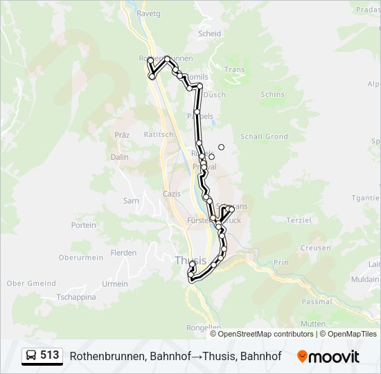 513 Bus Line Map