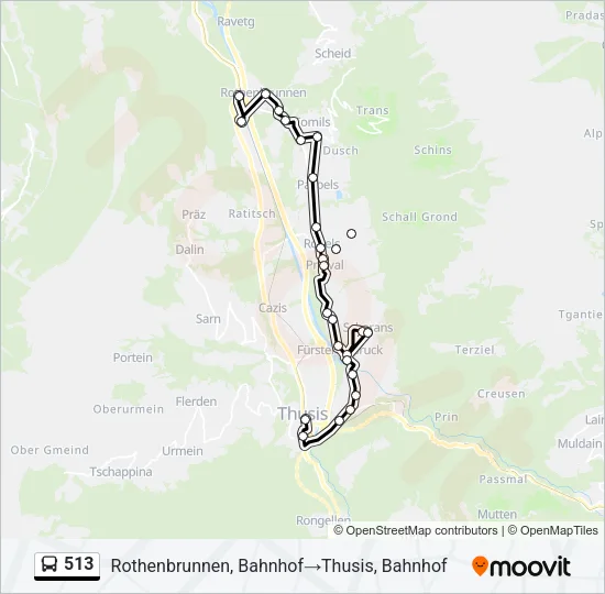 513 Bus Line Map
