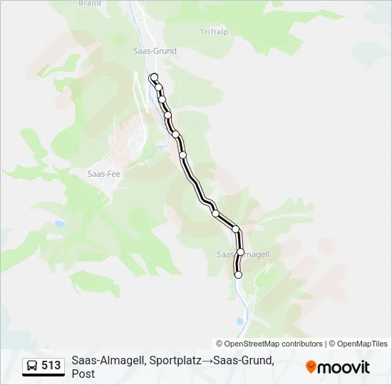 Plan de la ligne 513 de bus