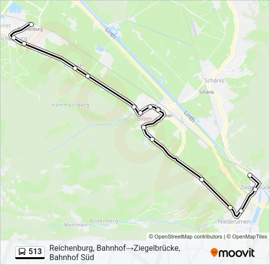 513 Bus Line Map