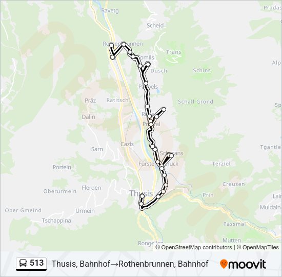 513 Bus Line Map