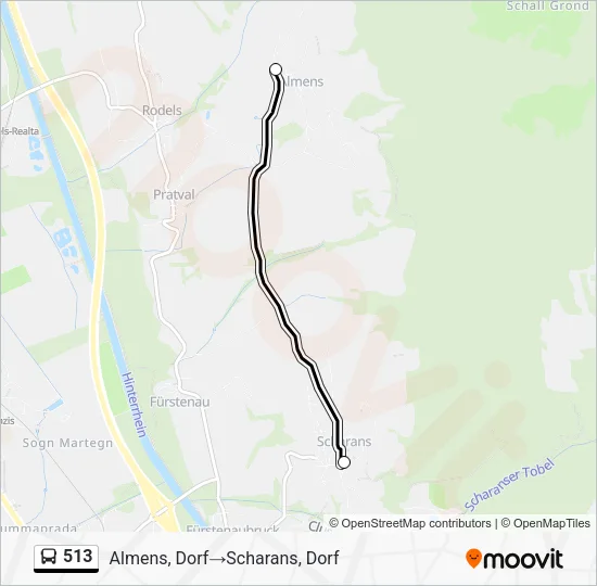 513 Bus Line Map