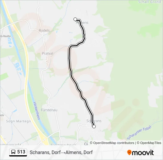 513 Bus Line Map