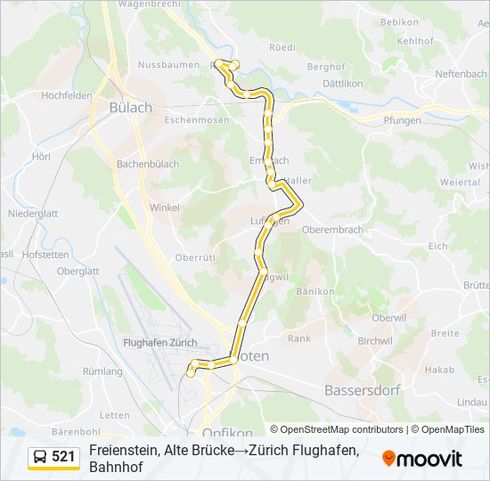 Plan de la ligne 521 de bus