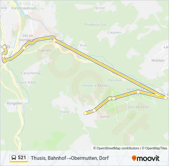 Plan de la ligne 521 de bus
